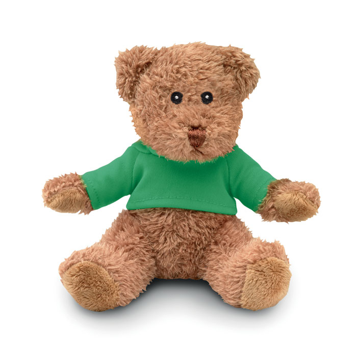 Ourson en peluche avec t-shirt publicitaire Johnny T Vert 